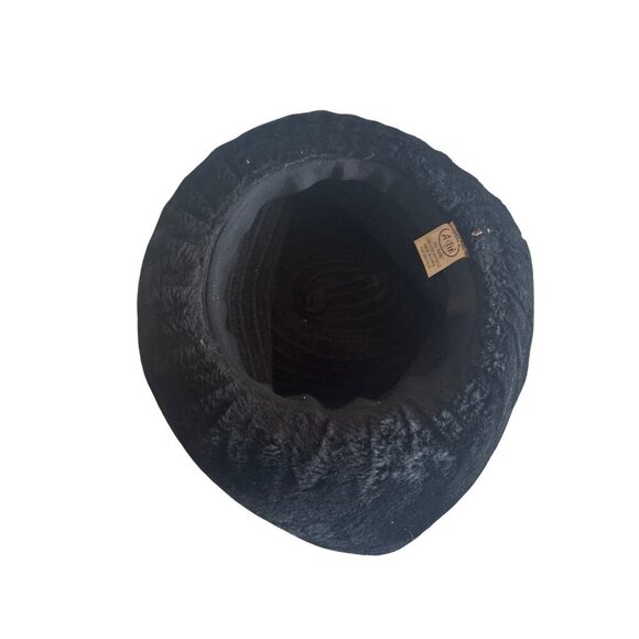 Aulin Womens Black Faux Fur & Ribbed Fabric Bucket Hat One Size - Picture 3 of 5